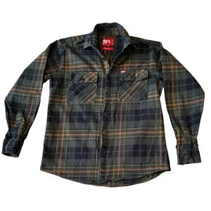 Diesel Men’s Green Plaid Cotton Flannel Shirt Size Large